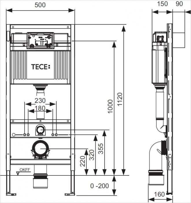 Cadru wc cu bazin TECE Standard cu montaj incastrat inaltime 1120 mm [2]