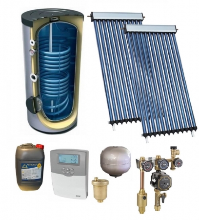 Pachete panouri solare - Pachet panou solar cu 2 x 20 de tuburi, boiler 200l bivalent, 6P confort, WiFi, A++