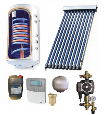 Pachete panouri solare - Pachet panou solar cu colector de 15 tuburi, boiler 150l bivalent, pentru 3 persoane