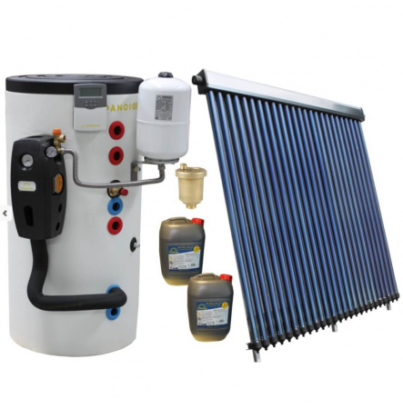 Pachete panouri solare - Pachet panou solar cu colector de 30 tuburi, boiler 300l bivalent, pentru 5-6 persoane