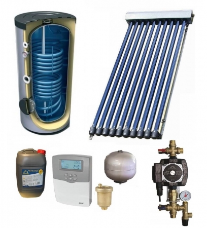 Pachete panouri solare - Pachet panou solar cu colector de 25 tuburi, boiler 200l monovalent, pentru 4 persoane