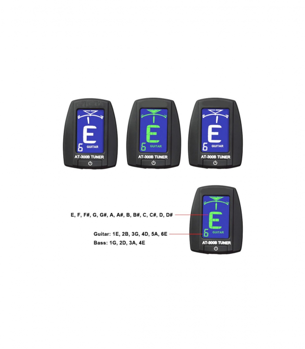 Acordor Flame AT300B cromatic cu clip pentru chitară / bas [5]