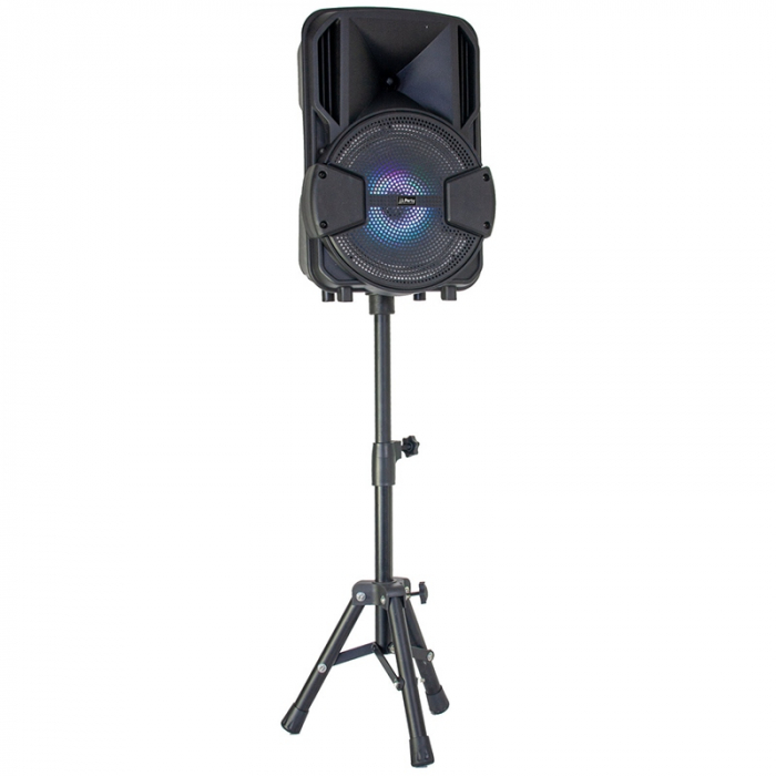 SET BOXA ACTIVA  PARTI-MOBILE8 8"/20CM 15W ILUMINAT LED CU BT/USB/MSD/FM + STAND + MICROFON [2]
