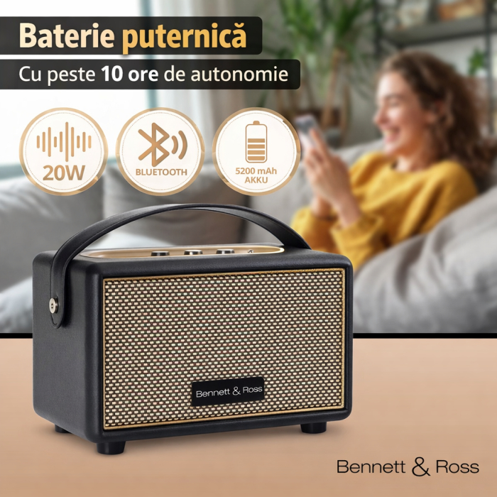 Boxa portabila Bennett & Ross BB-820BK Blackmore Junior Bluetooth Negru [2]