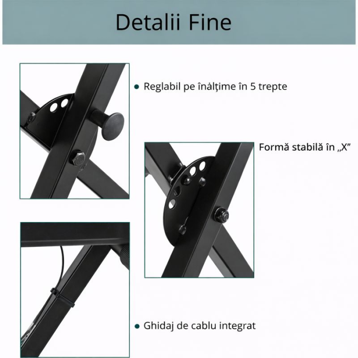 Classic Cantabile X Keyboard Suport Orga Ajustabil Negru [8]