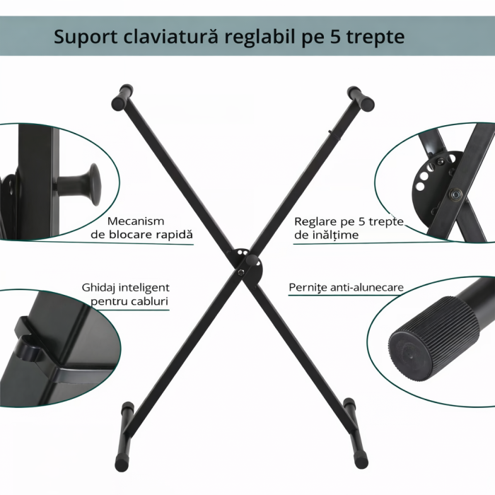 Classic Cantabile X Keyboard Suport Orga Ajustabil Negru [4]