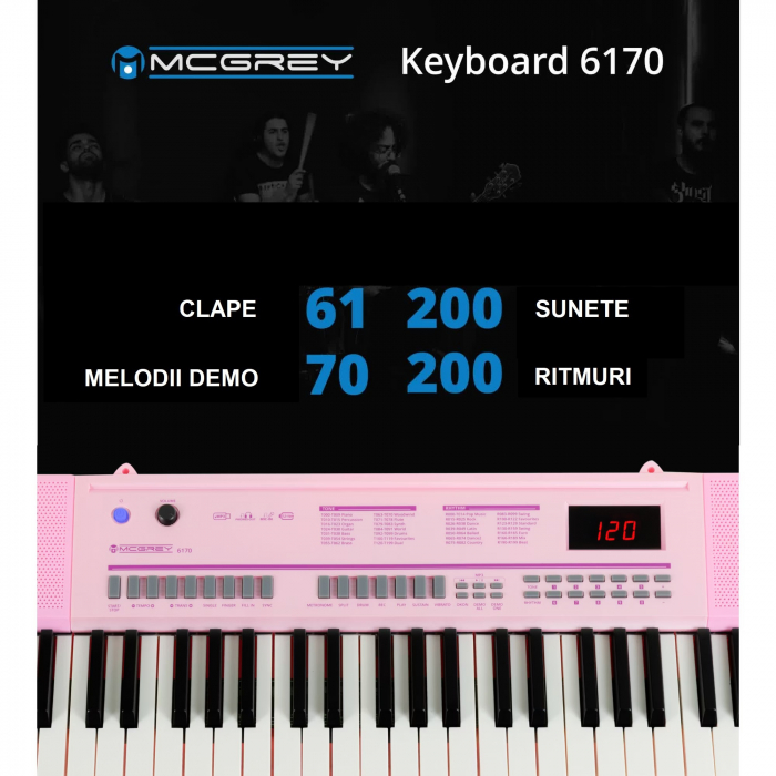 Orga portabila McGrey 6170 Pink Keyboard Battery Roz [6]