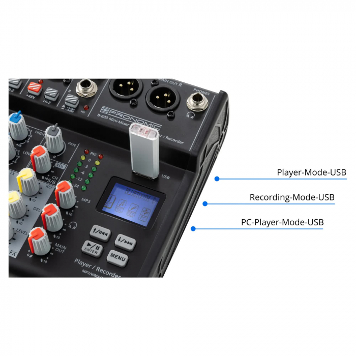 Pronomic B-603 Mini Mixer Bluetooth USB Recording [5]