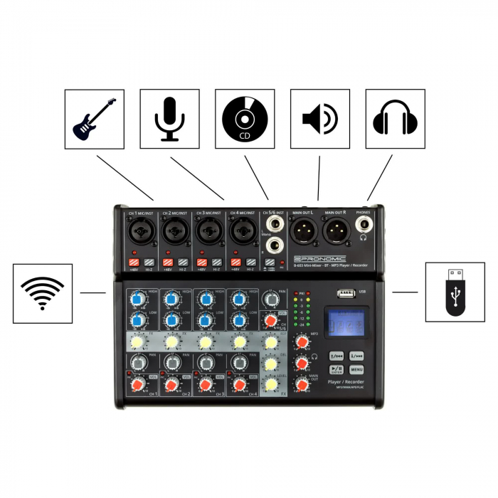 Pronomic B-603 Mini Mixer Bluetooth USB Recording [3]