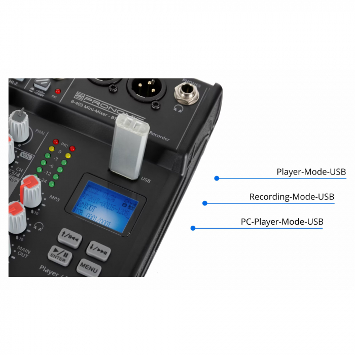 Pronomic B-403 Mini Mixer Bluetooth USB Recording [6]