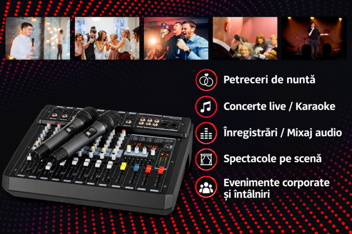 Pronomic Powermake 800 Mixer amplificat + microfoane wireless [8]