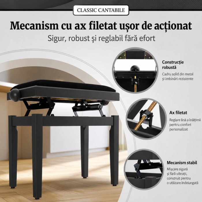 Scaun Pian Classic Cantabile Nuc Inchis Mat [4]