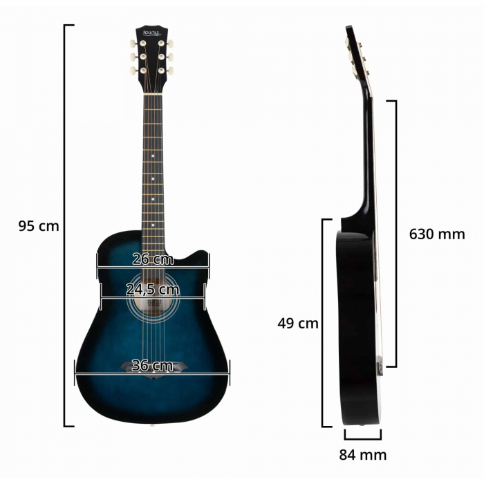 Set chitara acustica Rocktile WSD-5C-BUB Albastru Slim Line Cutaway [6]