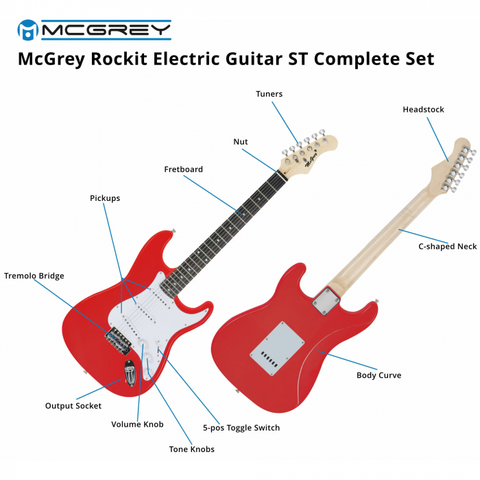 Set chitara electrica  McGrey Rockit Guitar ST Rosu [9]