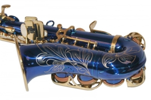 Saxofon Sopran curbat Karl Glaser® Sopranina Albastru+clape Auriu Blue&Gold Saxophone Neuenkirchen-Germany [4]