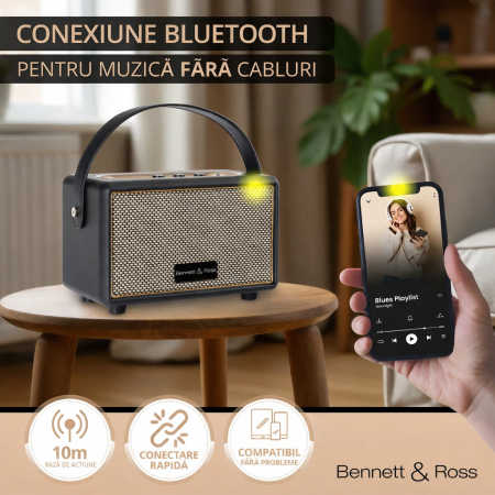 Boxa portabila Bennett & Ross BB-820BK Blackmore Junior Bluetooth Negru [6]
