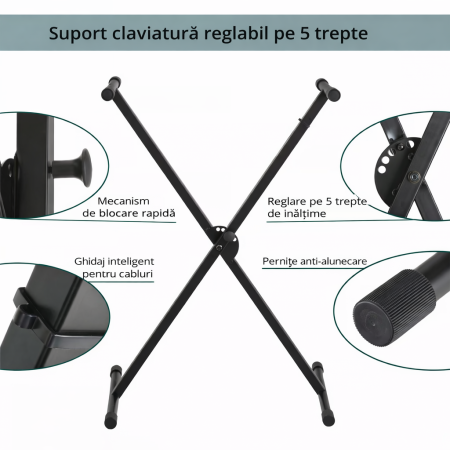 Classic Cantabile X Keyboard Suport Orga Ajustabil Negru [3]