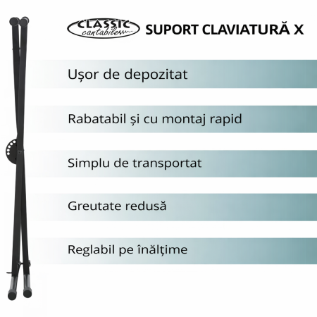 Classic Cantabile X Keyboard Suport Orga Ajustabil Negru [2]