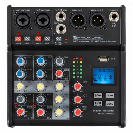 Mixer Analog - Pronomic B-403 Mini Mixer Bluetooth USB Recording