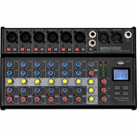 Mixer Analog - Pronomic B-803 Mini Mixer Bluetooth USB Recording