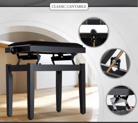 Scaun Pian Classic Cantabile Negru Mat [3]
