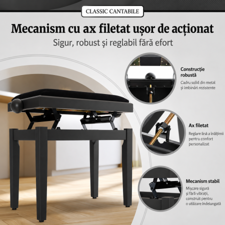 Scaun Pian Classic Cantabile Nuc Inchis Mat [3]