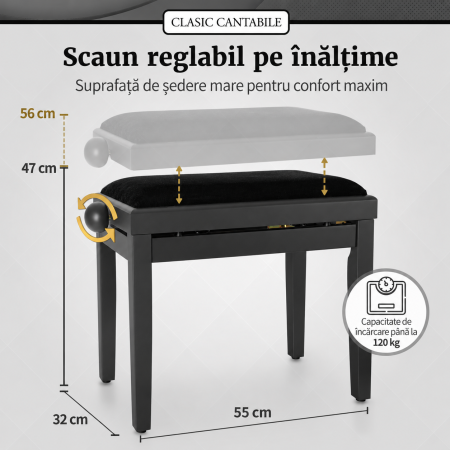 Scaun Pian Classic Cantabile Nuc Inchis Mat [2]