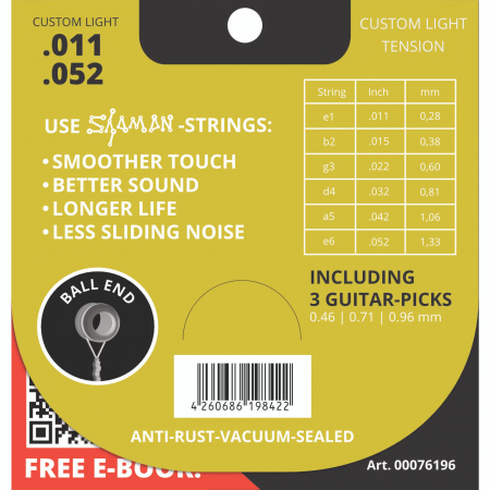 SHAMAN 11-52 Set corzi chitara acustica 6+2 bonus  +3 penele [1]