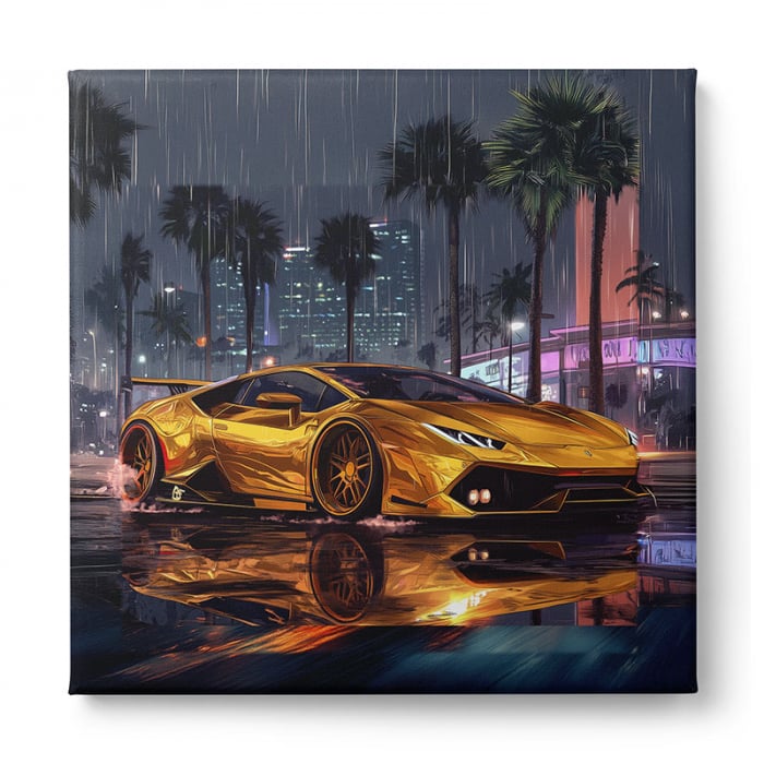 Tablouri canvas expresive ce surprind super mașini în decor urban nocturn [2]