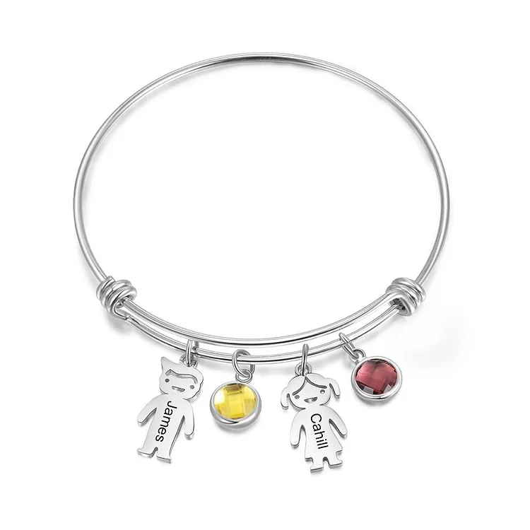 Brățară personalizată cu charm-uri copii și pietre de naștere [1]