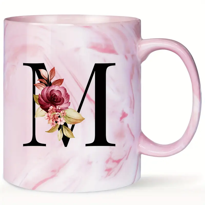 Cană personalizată cu inițială și model floral [4]