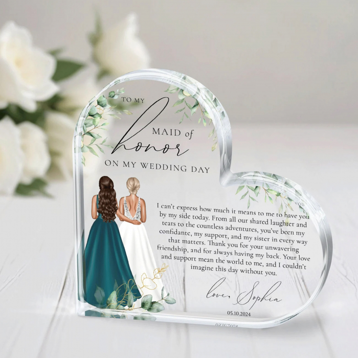 Cristal personalizat cu design floral și mesaj emoționant pentru domnișoară de onoare [1]