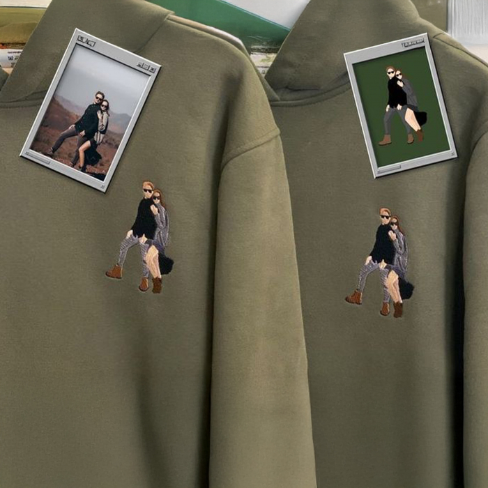 Hanorace cu broderie personalizată după poză de cuplu [2]