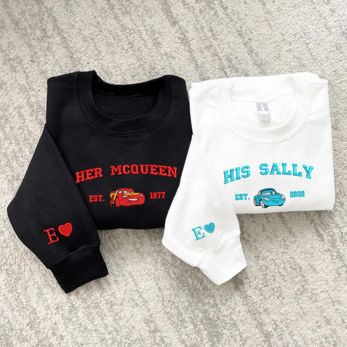 Hanorace de cuplu cu broderie fină și inițiale personalizate [7]
