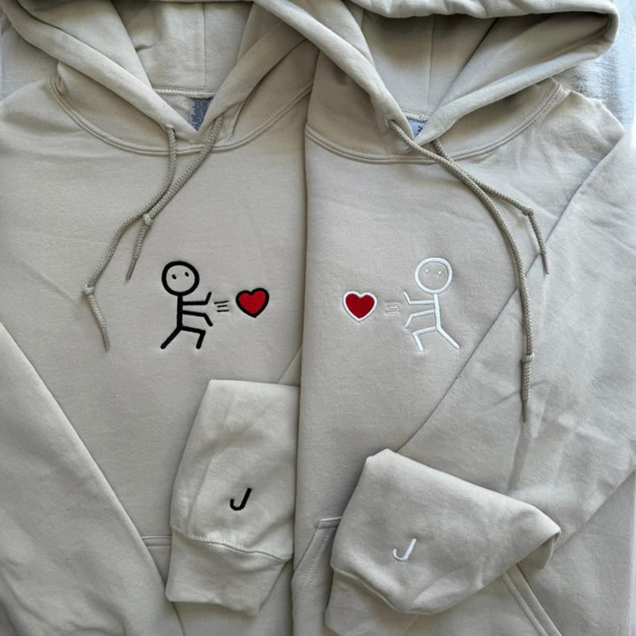 Hanorace de cuplu cu broderie fină și inițiale personalizate [3]