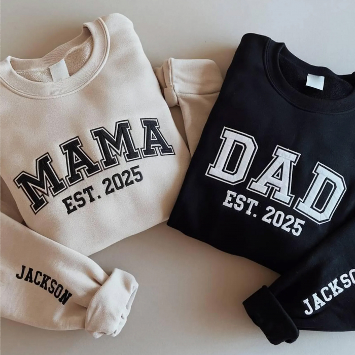 Hanorace personalizate mom & dad cu broderie – ideale pentru părinți [1]