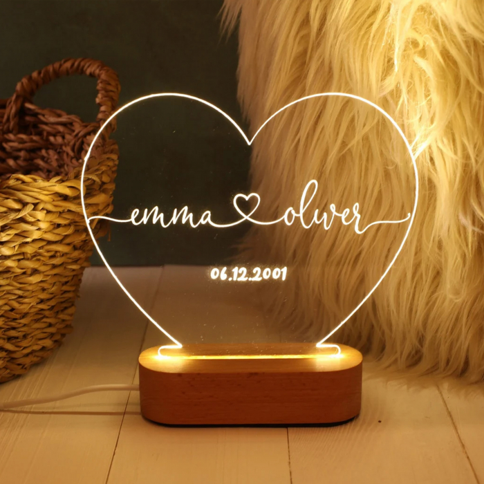 Lampa LED personalizată cu nume și dată – cadou perfect pentru cuplu [3]