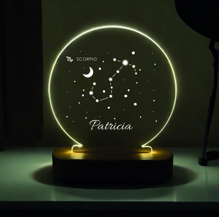 Lampă LED personalizată cu harta cerului și semnul zodiacal [2]