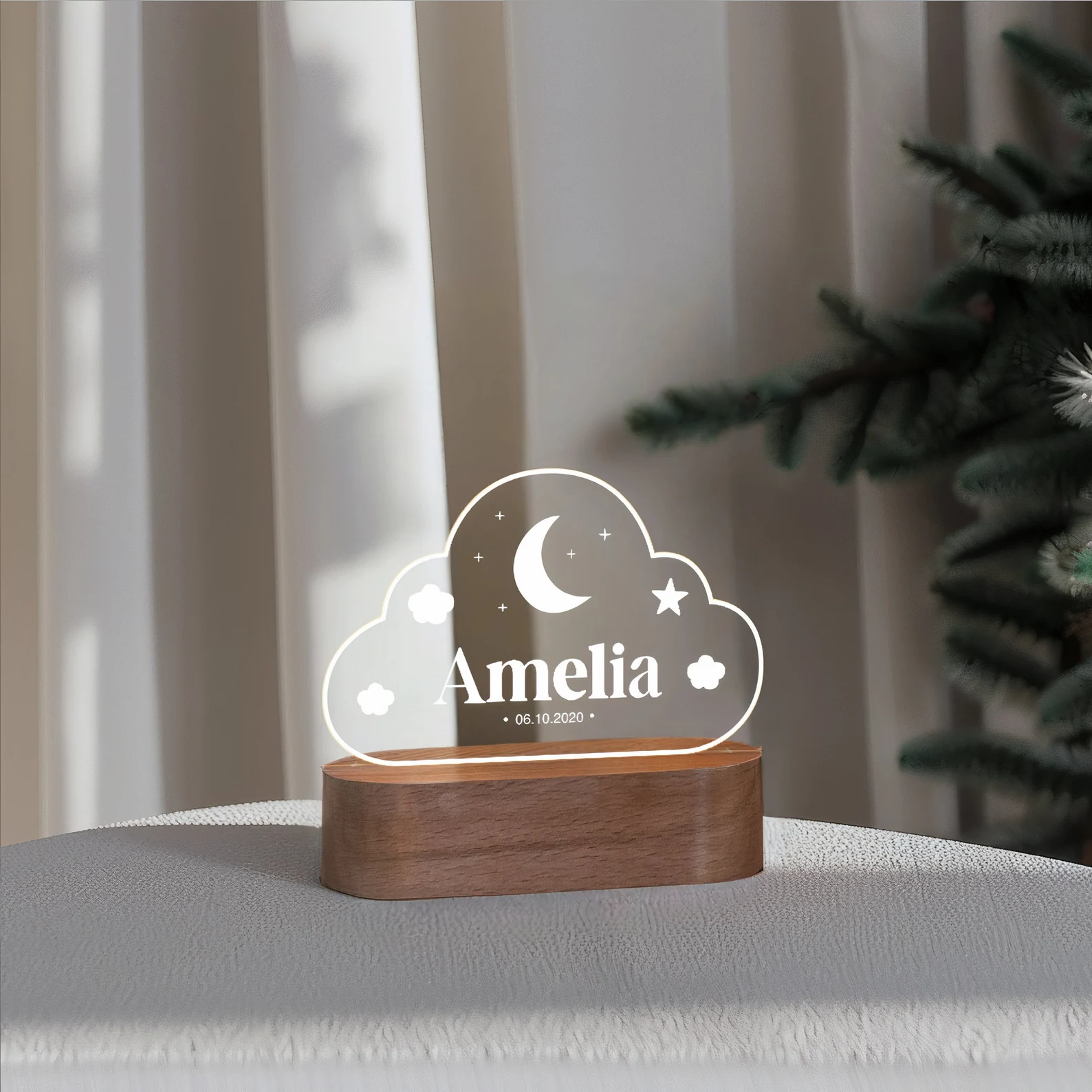 Lampa LED personalizată cu nume, stele sau detalii florale [3]