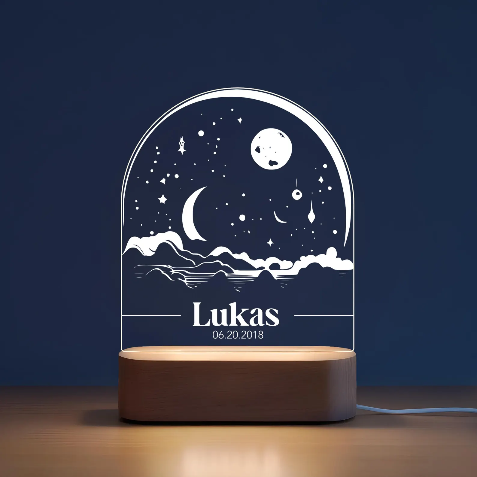 Lampa LED personalizată cu nume, stele sau detalii florale [2]