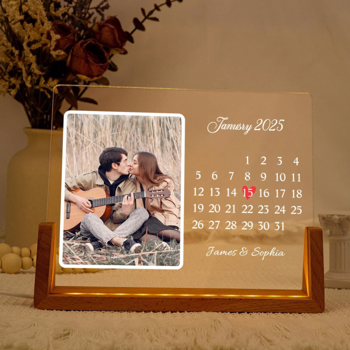 Lampă personalizată cu data și poză – cadou romantic pentru cupluri [1]