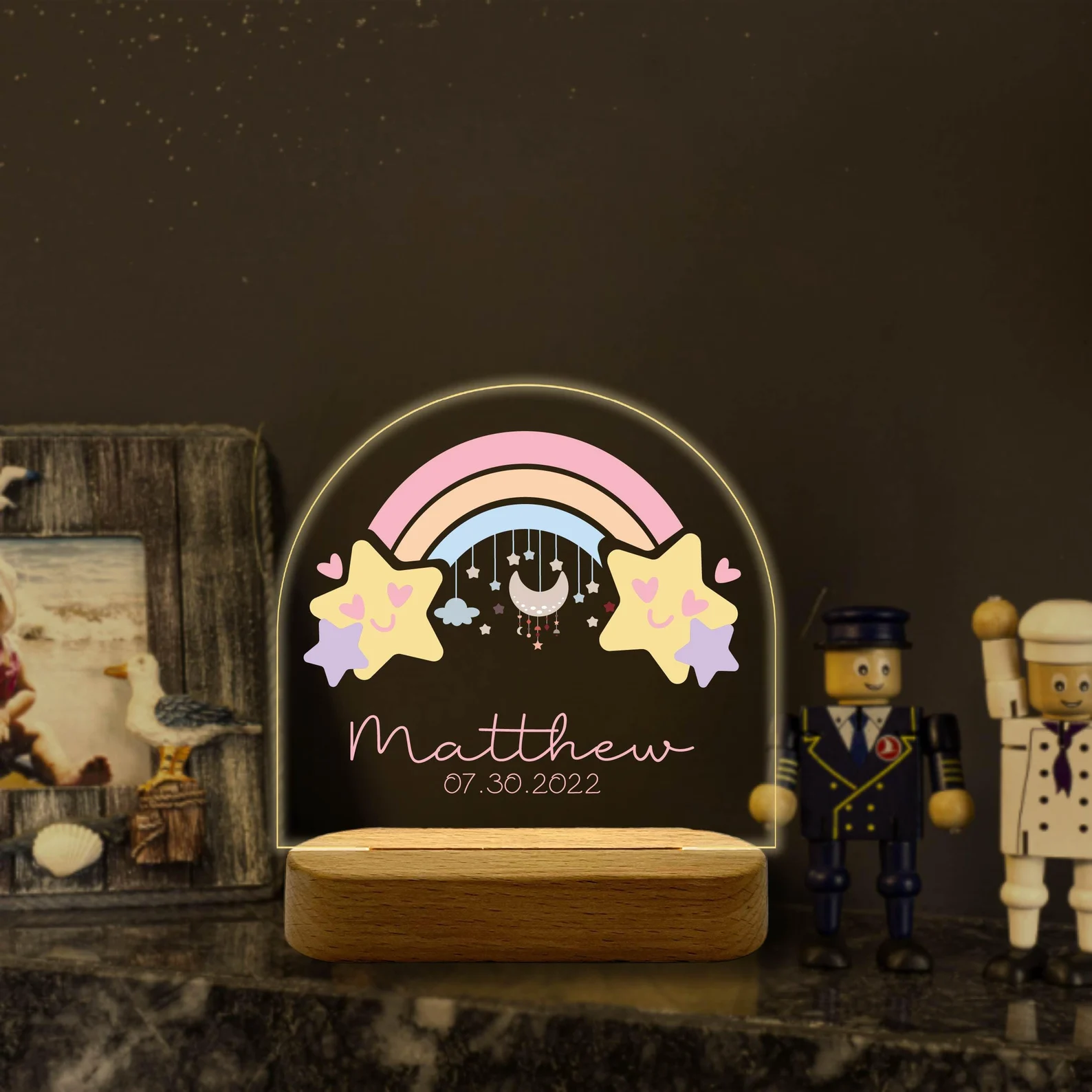 Lampă LED personalizată pentru copii cu nume și dată [3]