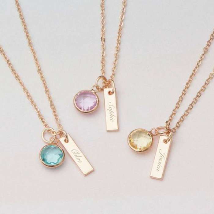 Lănțișoare personalizate din argint placat cu aur de 24k – cadouri elegante cu inițiale și cristale [1]
