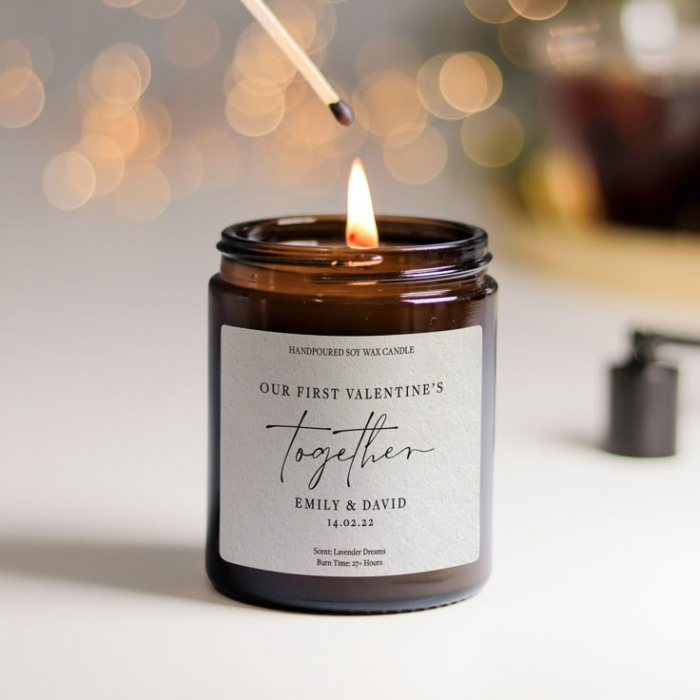Lumânare Personalizată – „Our First Valentine's Together” – Cadou Romantic [1]