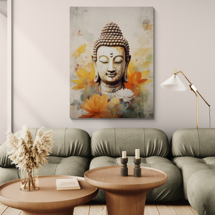portretul lui Buddha înconjurat de flori de lotus [1]