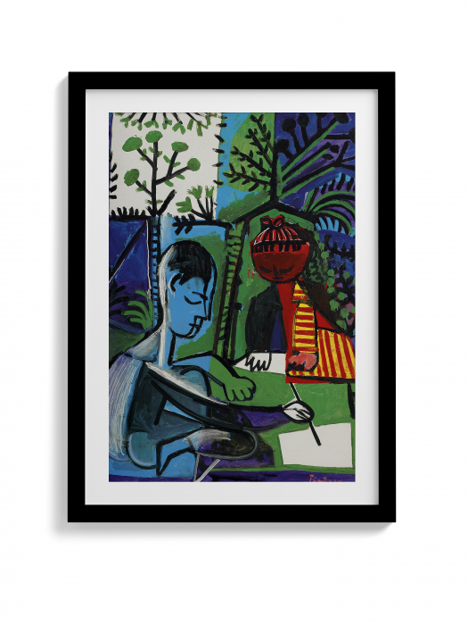 Claude și Paloma desenând în stilul lui Picasso pe canvas. [1]