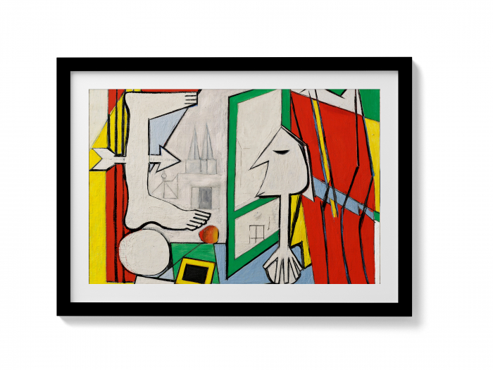 Reproducere abstractă modernă inspirată de Picasso, cu culori vii. [1]