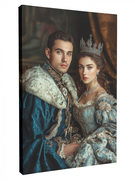 Portret Regal Personalizat – Cuplu Regal în Ținute Albastre [1]
