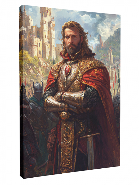 Portret Regal Personalizat – Rege Războinic în Decor Medieval [1]