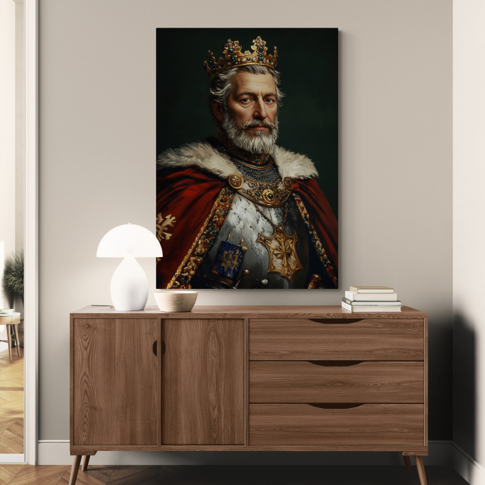 Portret Regal Personalizat – Rege Încoronat în Mantie Roșie [2]